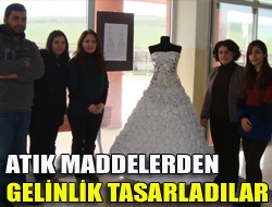 Atık maddelerden gelinlik tasarladılar