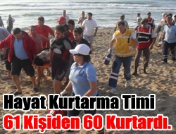 Hayat Kurtarma Timi 61 Kişiden 60 Kurtardı.