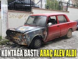 Kontağa bastı, araç alev aldı