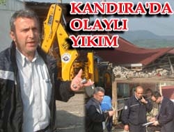 Kandıra'da olaylı yıkım