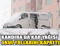 Kandırada Kar Yağışı Okul Yollarını Kapattı