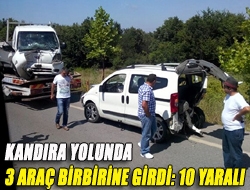 Kandıra yolunda 3 araç birbirine girdi: 10 yaralı