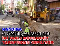 Kandıra altyapı çalışmaları iki farlı müteahhit tarafından yapılıyor