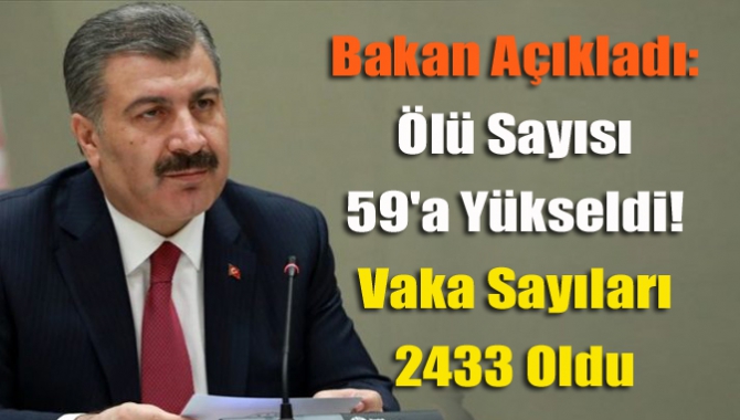 Bakan açıkladı: Ölü sayısı 59'a yükseldi! Vaka sayıları 2433 oldu
