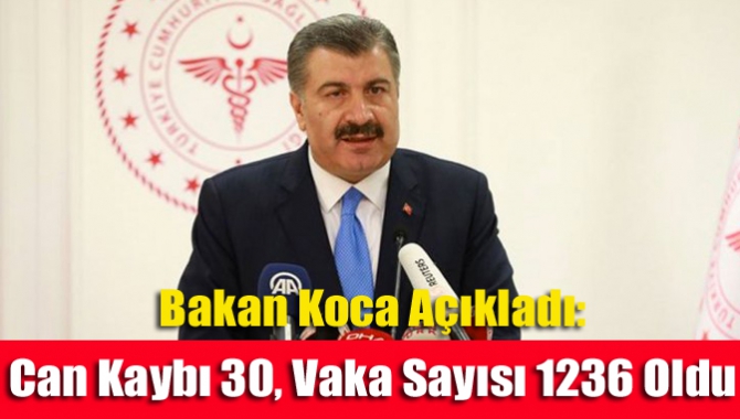 Bakan Koca açıkladı: Can kaybı 30, vaka sayısı 1236 oldu