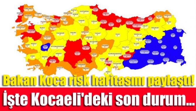 Bakan Koca risk haritasını paylaştı! İşte Kocaeli'deki son durum...