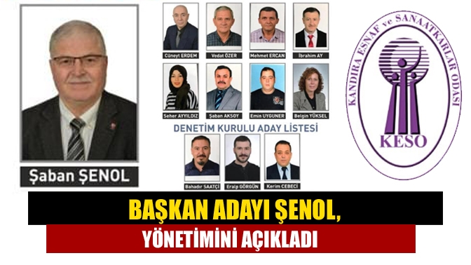 Başkan Adayı Şenol, yönetimini açıkladı