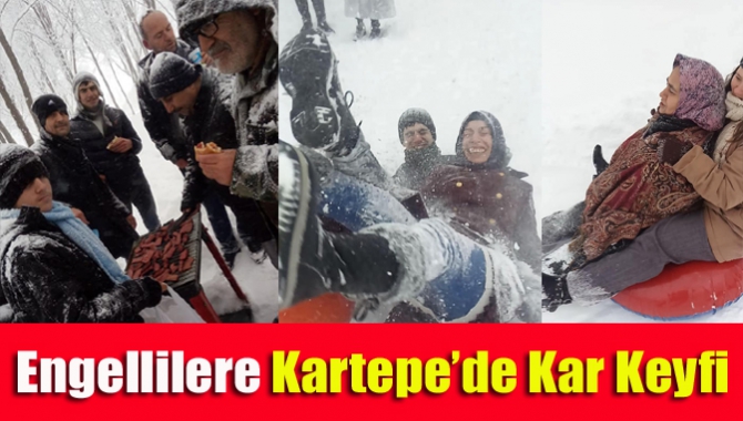 Engellilere Kartepe’de kar keyfi