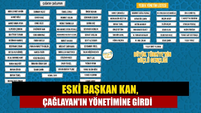 Eski Başkan Kan, Çağlayanın yönetimine girdi