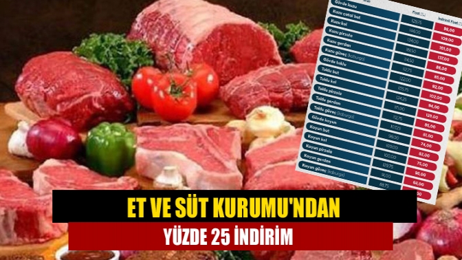 Et ve Süt Kurumundan yüzde 25 indirim