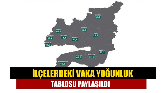 İlçelerdeki vaka yoğunluk tablosu paylaşıldı