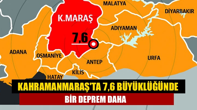 Kahramanmaraş'ta 7,6 büyüklüğünde bir deprem daha