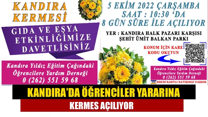 Kandıra’da öğrenciler yararına kermes açılıyor