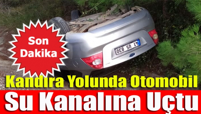 Kandıra Yolunda otomobil su kanalına uçtu