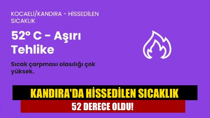 Kandırada hissedilen sıcaklık 52 derece oldu!