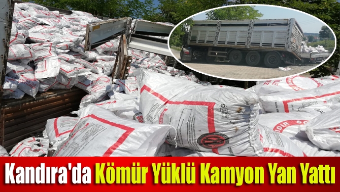 Kandıra'da kömür Yüklü Kamyon Yan Yattı