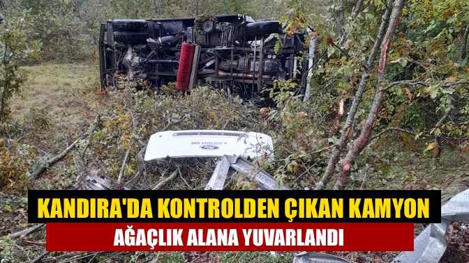 Kandırada Kontrolden Çıkan Kamyon Ağaçlık Alana Yuvarlandı