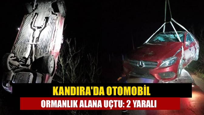 Kandırada otomobil ormanlık alana uçtu: 2 yaralı