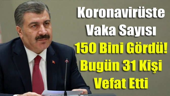 Koronavirüste vaka sayısı 150 bini gördü! Bugün 31 kişi vefat etti