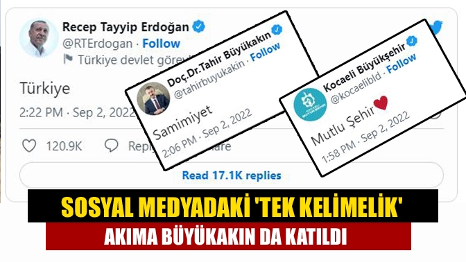 Sosyal medyadaki tek kelimelik akıma Büyükakın da katıldı