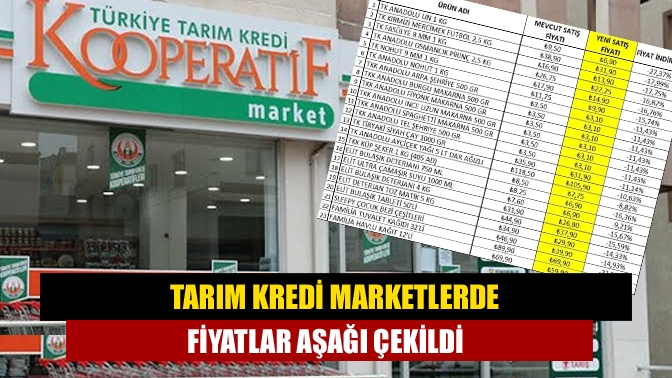 Tarım Kredi marketlerde fiyatlar aşağı çekildi