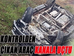 Kontrolden çıkan araç kanala uçtu