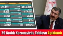 29 Aralık koronavirüs tablosu açıklandı