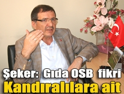 Şeker: Gıda OSB fikri Kandıralılara ait