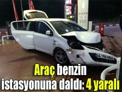 Araç benzin istasyonuna daldı: 4 yaralı