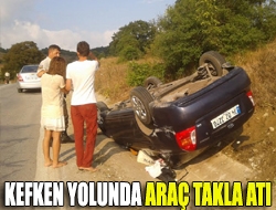 Kefken yolunda araç takla attı