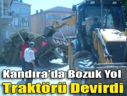 Kandıra'da bozuk yol traktörü devirdi