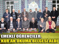 Emekli öğrenciler, Kur'an okuma belgesi aldı