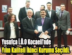 Yusufça İ.Ö.O Kocaelinde Yılın Kaliteli İkinci Kurumu Seçildi