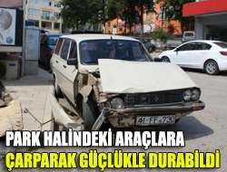 Park halindeki araçlara çarparak güçlükle durabildi