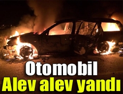 Otomobil alev alev yandı