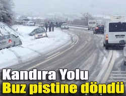 Kandıra Yolu buz pistine döndü