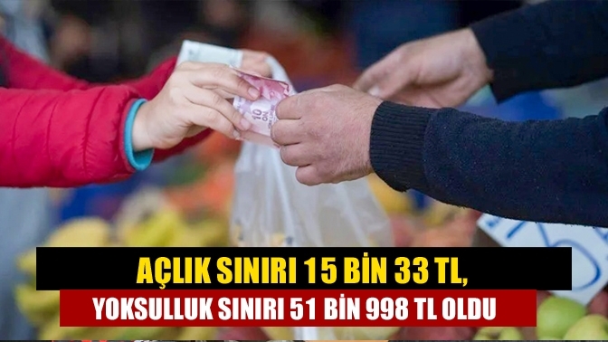 Açlık sınırı 15 bin 33 TL, yoksulluk sınırı 51 bin 998 TL oldu