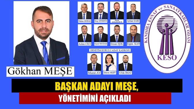 Başkan Adayı Meşe, yönetimini açıkladı