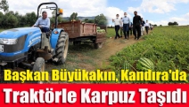Başkan Büyükakın, Kandıra'da traktörle Karpuz taşıdı