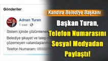 Başkan Turan, Telefon Numarasını Sosyal Medyadan Paylaştı!