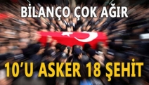 Bilanço çok ağır: 18 şehit, onlarca yaralı