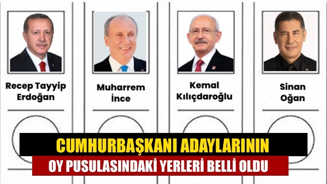 Cumhurbaşkanı adaylarının oy pusulasındaki yerleri belli oldu