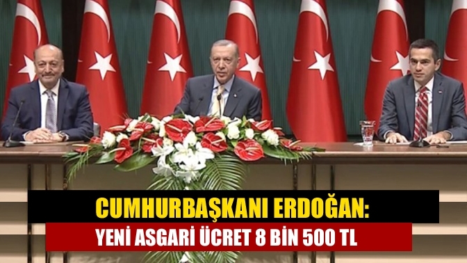 Cumhurbaşkanı Erdoğan: Yeni asgari ücret 8 bin 500 TL