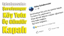 Eyisabuncular: Şerefsungur Köy Yolu Üç Gündür Kapalı