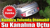 Kandıra Yolunda otomobil su kanalına uçtu