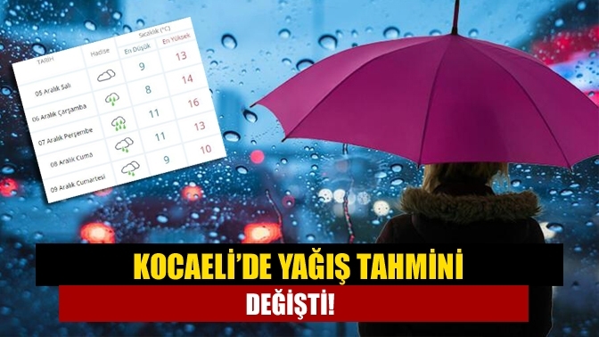 Kocaeli’de yağış tahmini değişti!