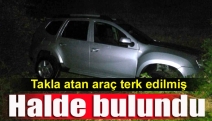 Takla atan araç terk edilmiş halde bulundu