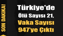 Türkiye'de Ölü Sayısı 21, Vaka Sayısı 947’ye Çıktı