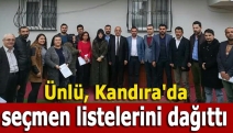 Ünlü, Kandıra'da seçmen listelerini dağıttı