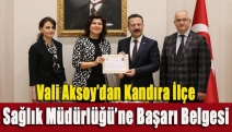 Vali Aksoy’dan Kandıra İlçe Sağlık Müdürlüğü’ne başarı belgesi